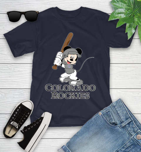 MLB Baseball Colorado Rockies Cheerful Mickey Mouse Shirt Youth T-Shirt 3