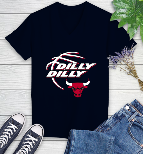NBA Chicago Bulls Dilly Dilly Basketball Sports Women's V-Neck T-Shirt 3