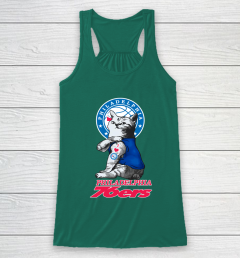 NBA Basketball My Cat Loves Philadelphia 76ers Racerback Tank 5
