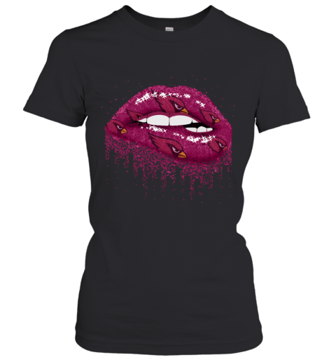 Biting Glossy Lips Sexy Arizona Cardinals NFL Football Women's T-Shirt