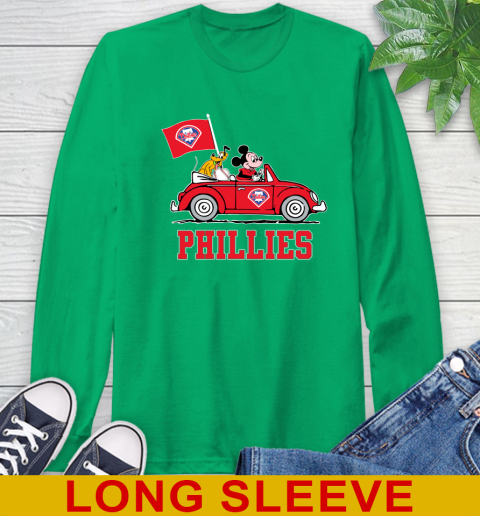 MLB Baseball Philadelphia Phillies Pluto Mickey Driving Disney Shirt Long Sleeve T-Shirt 7