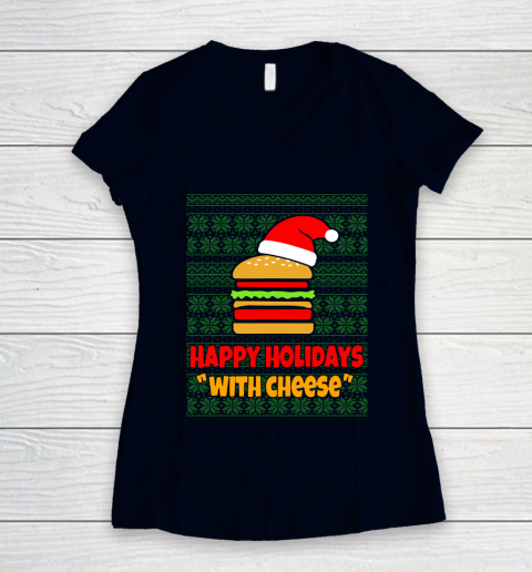 Happy Holidays With Cheese Christmas Ugly Women's V-Neck T-Shirt 2