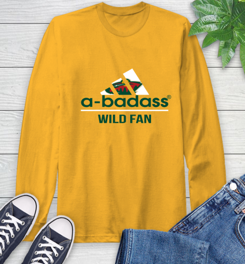 NHL A Badass Minnesota Wild Fan Adidas Hockey Sports Long Sleeve T-Shirt 3 NHL A Badass Minnesota Wild Fan Adidas Hockey Sports Long Sleeve T-Shirt - Image 3