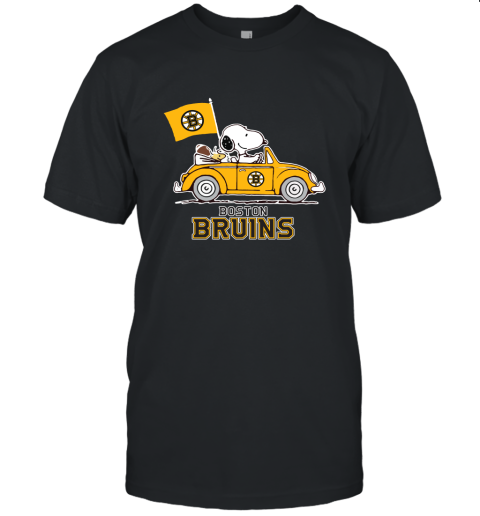 Snoopy And Woodstock Ride The Boston Bruins Car NHL Unisex Jersey Tee