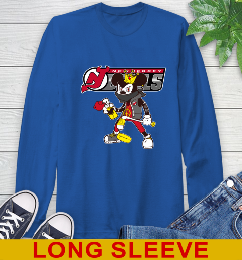 New Jersey Devils NHL Hockey Mickey Peace Sign Sports Long Sleeve T-Shirt 9