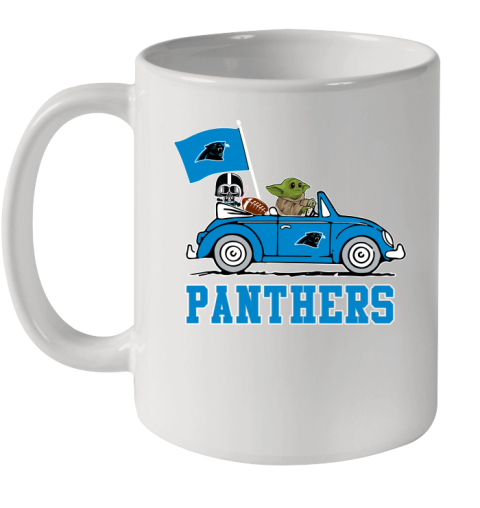 NFL Football Carolina Panthers Darth Vader Baby Yoda Driving Star Wars Shirt Ceramic Mug 11oz