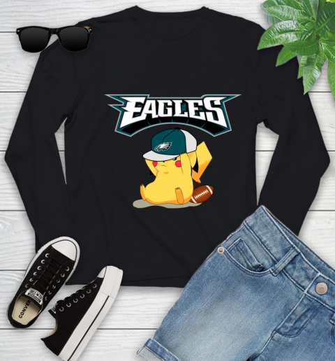 NFL Pikachu Football Sports Philadelphia Eagles Youth Long Sleeve 2