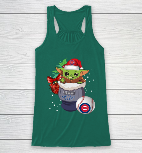 Chicago Cubs Christmas Baby Yoda Star Wars Funny Happy MLB Racerback Tank 6