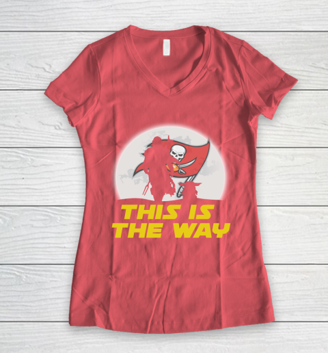 Tampa Bay Buccaneers NFL Football Star Wars Yoda And Mandalorian This Is The Way Women's V-Neck T-Shirt 4