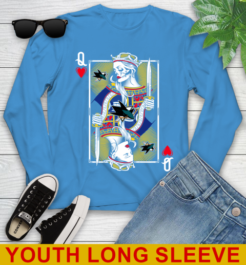 NHL Hockey San Jose Sharks The Queen Of Hearts Card Shirt Youth Long Sleeve - Image 9