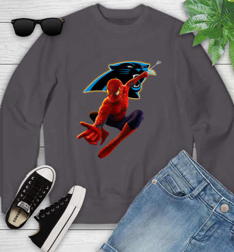 NFL Spider Man Avengers Endgame Football Carolina Panthers Youth Sweatshirt 6