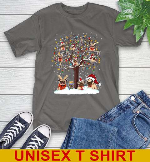 Pug dog pet lover light christmas tree shirt 151