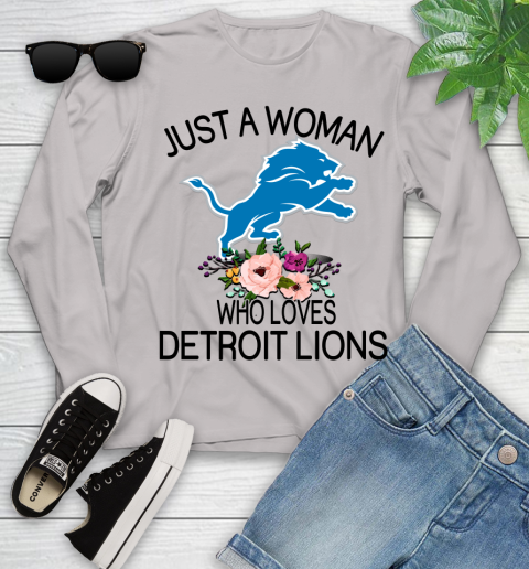 NFL Just A Woman Who Loves Detroit Lions Football Sports Youth Long Sleeve 9