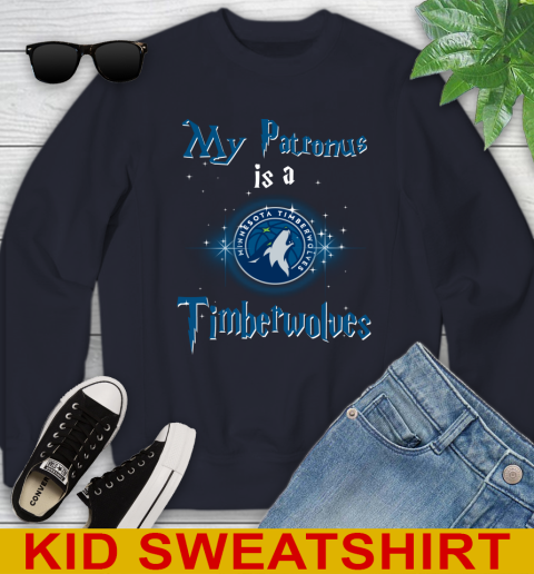 NBA Basketball Harry Potter My Patronus Is A Minnesota Timberwolves Youth Sweatshirt 2