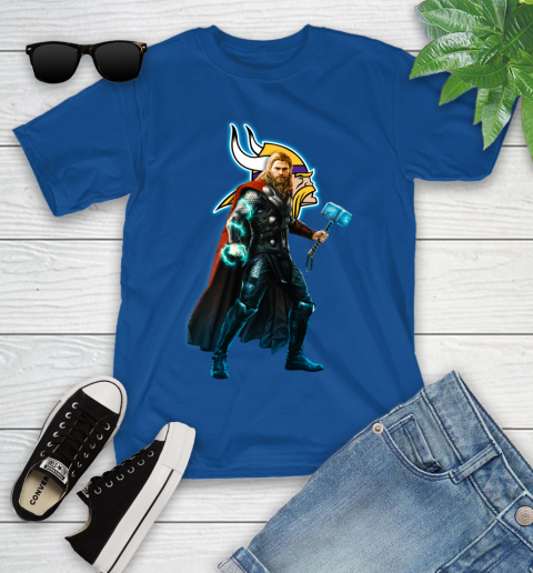 NFL Thor Avengers Endgame Football Minnesota Vikings Youth T-Shirt 9