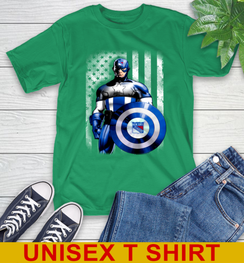 New York Rangers NHL Hockey Captain America Marvel Avengers American Flag Shirt T-Shirt 7