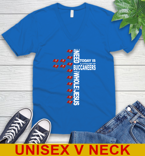 NFL All I Need Today Is A Little Bit Of Tampa Bay Buccaneers Cross Shirt V-Neck T-Shirt 5