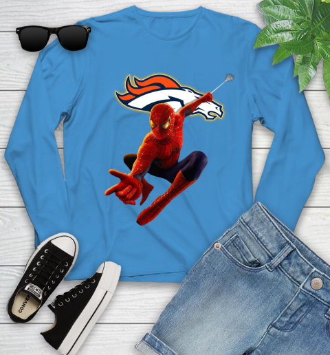 NFL Spider Man Avengers Endgame Football Denver Broncos Youth Long Sleeve 7