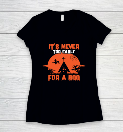 It s Never Too Early for a BOO Funny Pumpkin Halloween Long Sleeve T Shirt.X3SDT5UPCJ Women's V-Neck T-Shirt