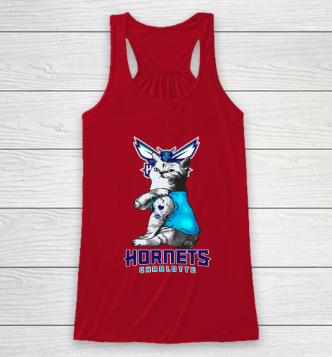NBA Basketball My Cat Loves Charlotte Hornets Racerback Tank 4
