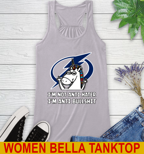 Tampa Bay Lightning NHL Hockey Unicorn I'm Not Anti Hater I'm Anti Bullshit Racerback Tank 5