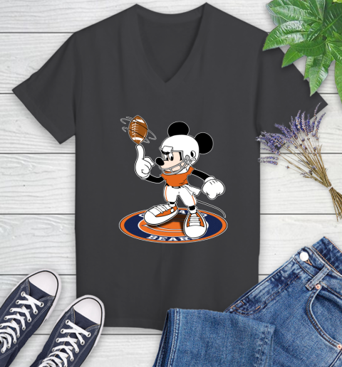 NFL Football Chicago Bears Cheerful Mickey Disney Shirt Women's V-Neck T-Shirt 7
