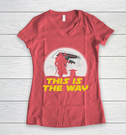 Atlanta Falcons NFL Football Star Wars Yoda And Mandalorian This Is The Way Women's V-Neck T-Shirt 4
