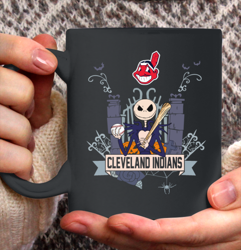 MLB Cleveland Indians Baseball Jack Skellington Halloween Ceramic Mug 11oz