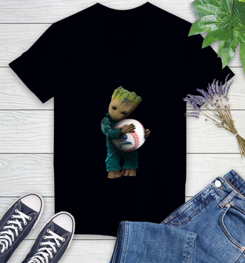 MLB Groot Guardians Of The Galaxy Baseball Sports Milwaukee Brewers Women's V-Neck T-Shirt 2