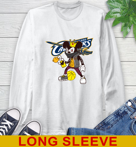 Cleveland Cavaliers NBA Basketball Mickey Peace Sign Sports Long Sleeve T-Shirt