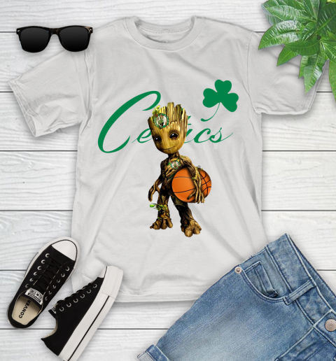Boston Celtics NBA Basketball Groot Marvel Guardians Of The Galaxy Youth T-Shirt