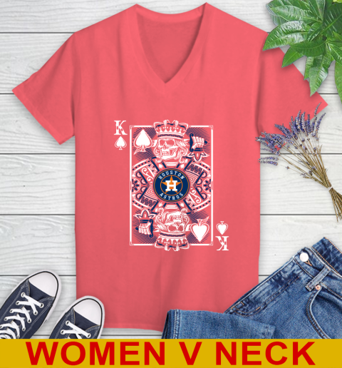 Houston Astros MLB Baseball The King Of Spades Death Cards Shirt Women's V-Neck T-Shirt 6