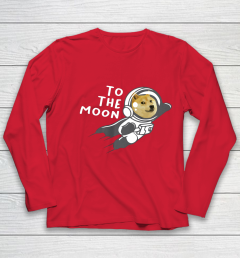 Dogecoin to the Moon Shirt Hodl Doge Coin Crypto Currency Youth Long Sleeve 8