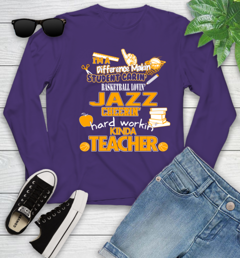Utah Jazz NBA I'm A Difference Making Student Caring Basketball Loving Kinda Teacher Youth Long Sleeve 4
