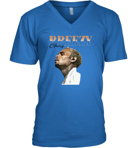 Chris Brown 2025 Concert Premium V-Neck T-Shirt kvt6 chris brown 2025 concert premium v neck unisex 8 front royal