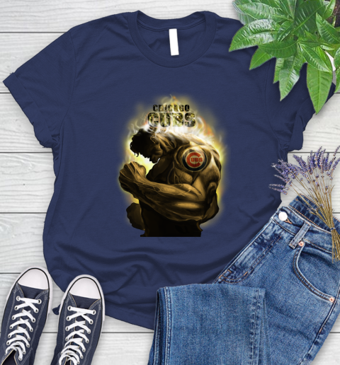 Chicago Cubs MLB Baseball Hulk Marvel Avengers Sports Women's T-Shirt 14