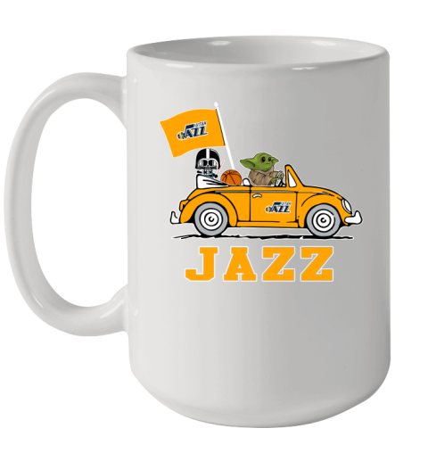 NBA Basketball Utah Jazz Darth Vader Baby Yoda Driving Star Wars Shirt Ceramic Mug 15oz