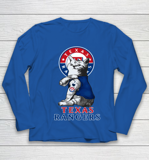 MLB Baseball My Cat Loves Texas Rangers Youth Long Sleeve 7