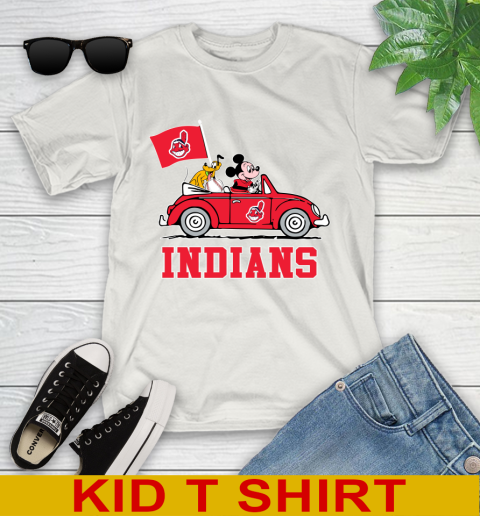MLB Baseball Cleveland Indians Pluto Mickey Driving Disney Shirt Youth T-Shirt 12