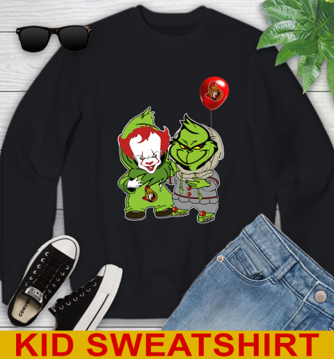 Ottawa Senators Baby Pennywise Grinch Christmas NHL Hockey Youth Sweatshirt - Image 3