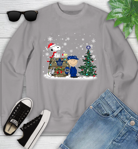 NHL Toronto Maple Leafs Snoopy Charlie Brown Woodstock Christmas Stanley Cup Hockey Youth Sweatshirt 3