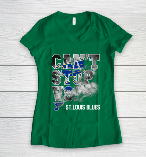 NHL St.Louis Blues Hockey Can't Stop Vs Women's V-Neck T-Shirt 3