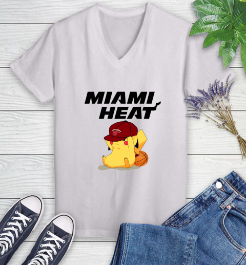 NBA Pikachu Basketball Sports Miami Heat Women's V-Neck T-Shirt