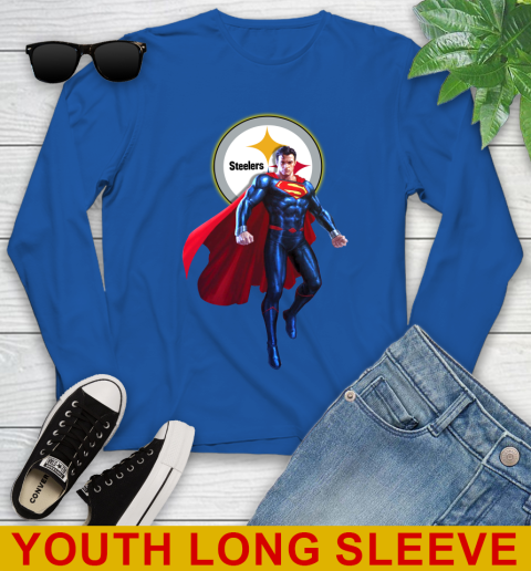 NFL Superman DC Sports Football Pittsburgh Steelers Youth Long Sleeve 10