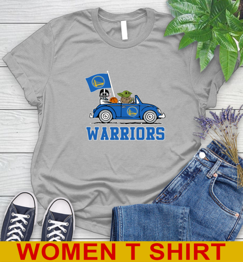 NBA Basketball Golden State Warriors Darth Vader Baby Yoda Driving Star Wars Shirt Women's T-Shirt 5