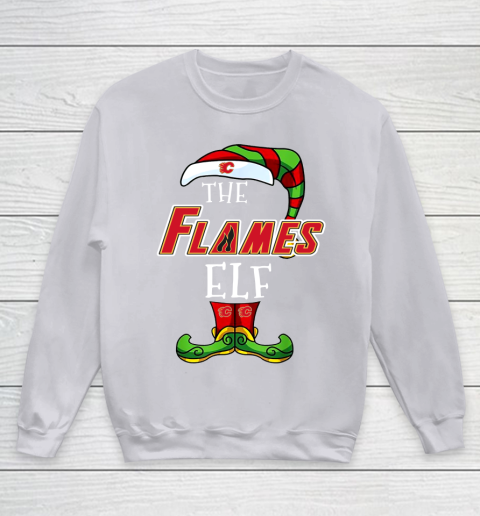 Calgary Flames Christmas ELF Funny NHL Youth Sweatshirt 3