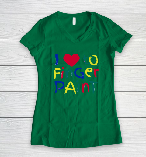 I Heart Love To Finger Paint I'm Paint Cute Couple Valentine Women's V-Neck T-Shirt 3