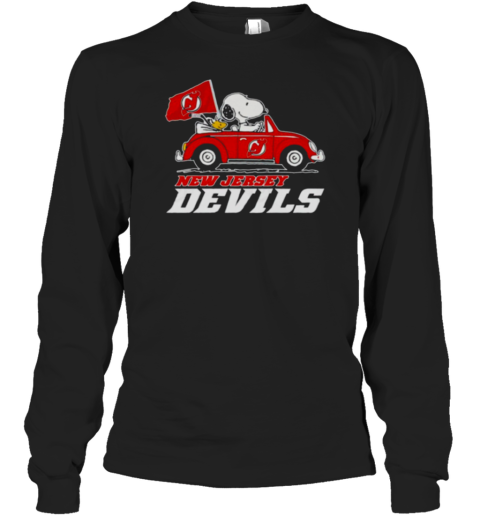 2024 Snoopy and Woodstock riding cars New Jersey Devils Long Sleeve T-Shirt