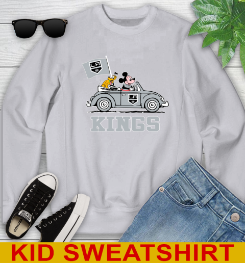 NHL Hockey Los Angeles Kings Pluto Mickey Driving Disney Shirt Youth Sweatshirt 4