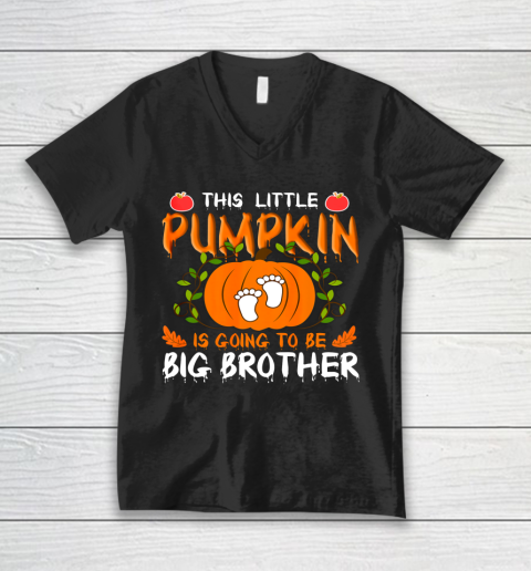 This Little Pumpkin Is Going To Be Big Brother Halloween V-Neck T-Shirt